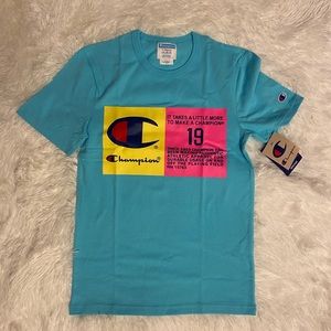 NWT aqua blue champion T-shirt size XS